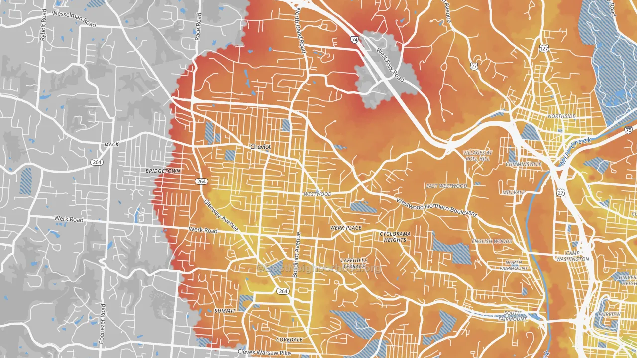Transit Grade map of 45211, OH