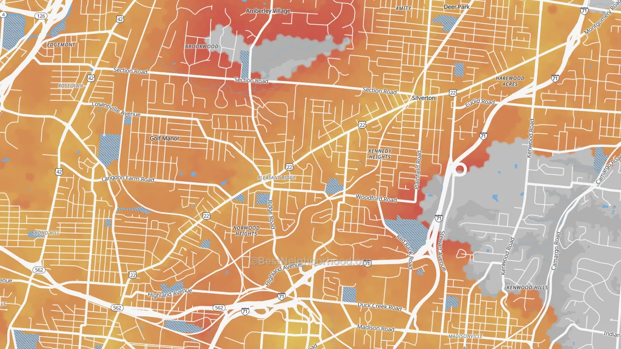 Transit Grade map of 45213, OH