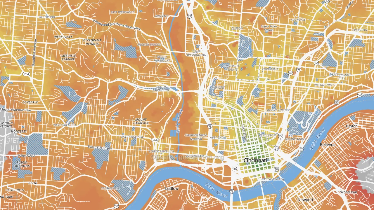Transit Grade map of 45214, OH