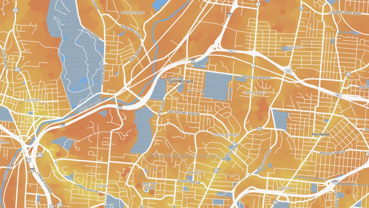 Transit Grade map of 45217, OH