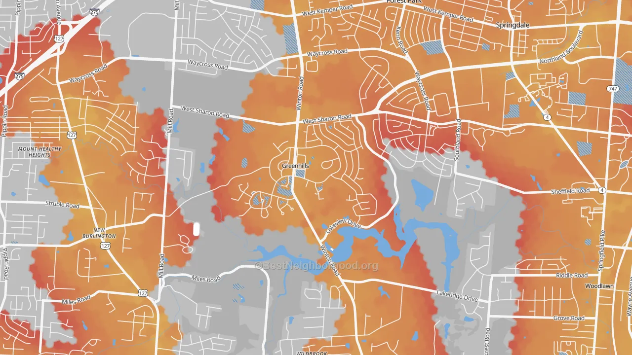 Transit Grade map of 45218, OH
