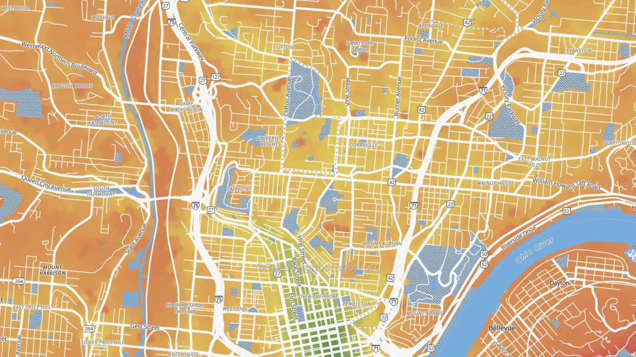 Transit Grade map of 45219, OH