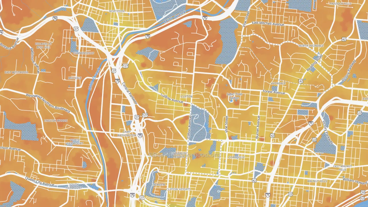 Transit Grade map of 45220, OH