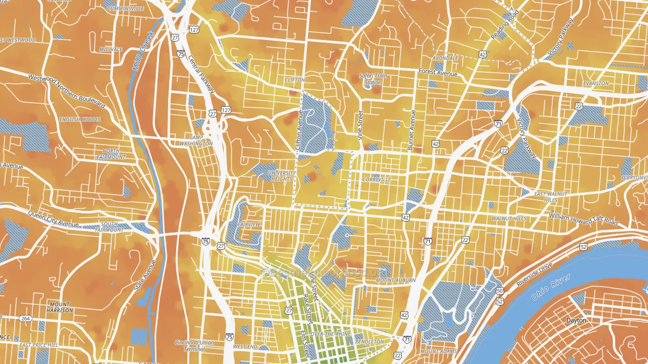 Transit Grade map of 45221, OH