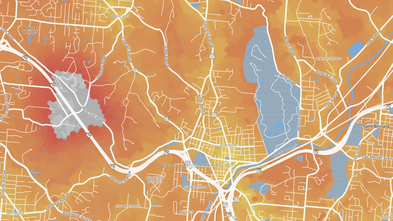 Transit Grade map of 45223, OH