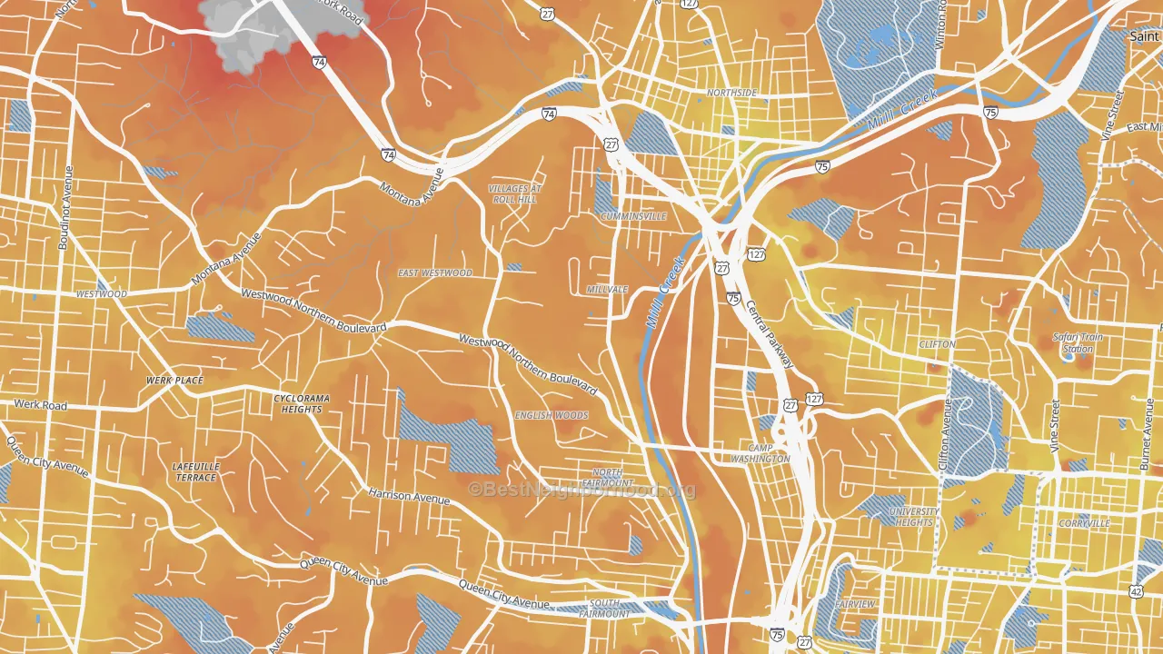 Transit Grade map of 45225, OH