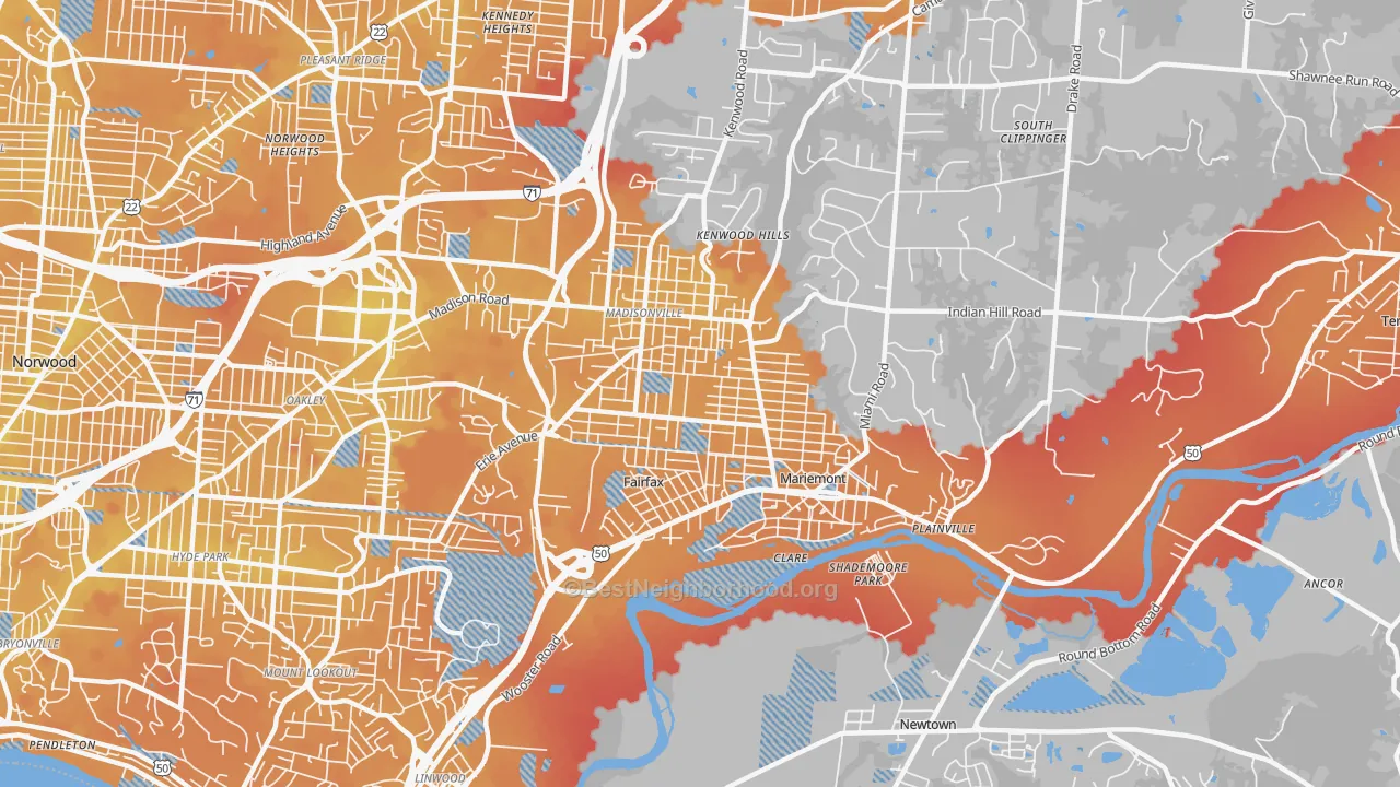 Transit Grade map of 45227, OH