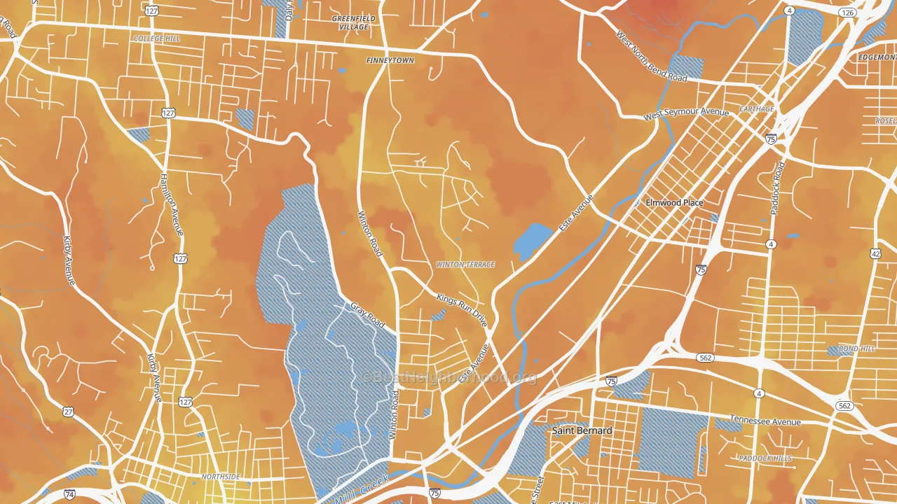 Transit Grade map of 45232, OH