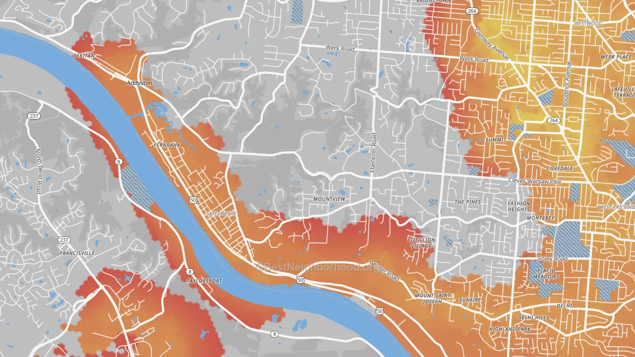 Transit Grade map of 45233, OH