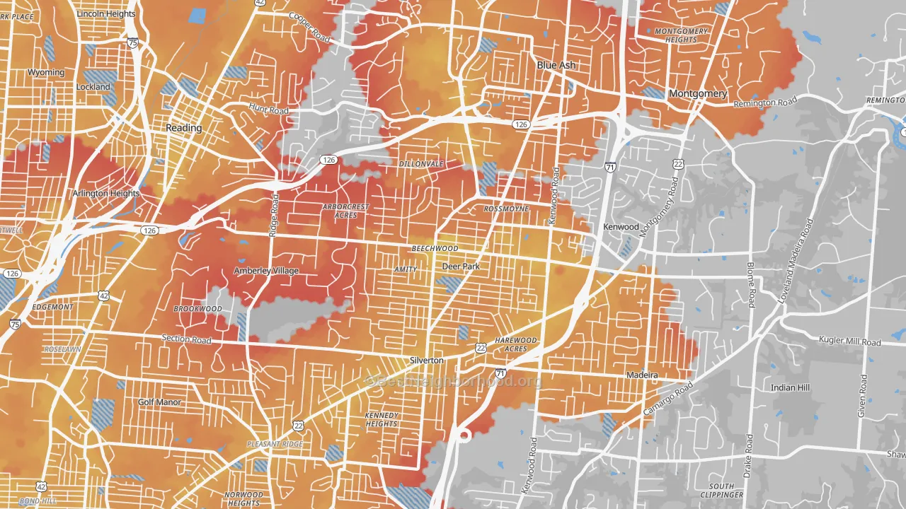 Transit Grade map of 45236, OH