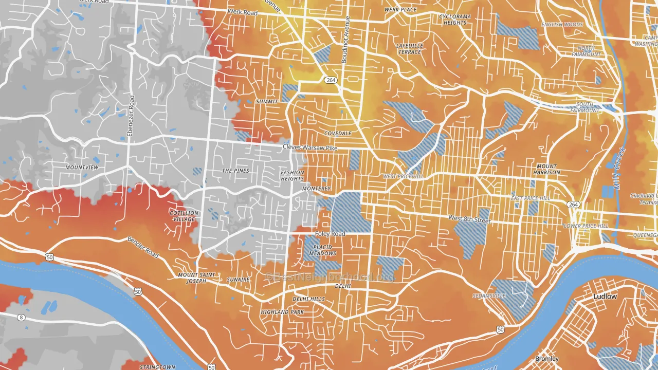 Transit Grade map of 45238, OH