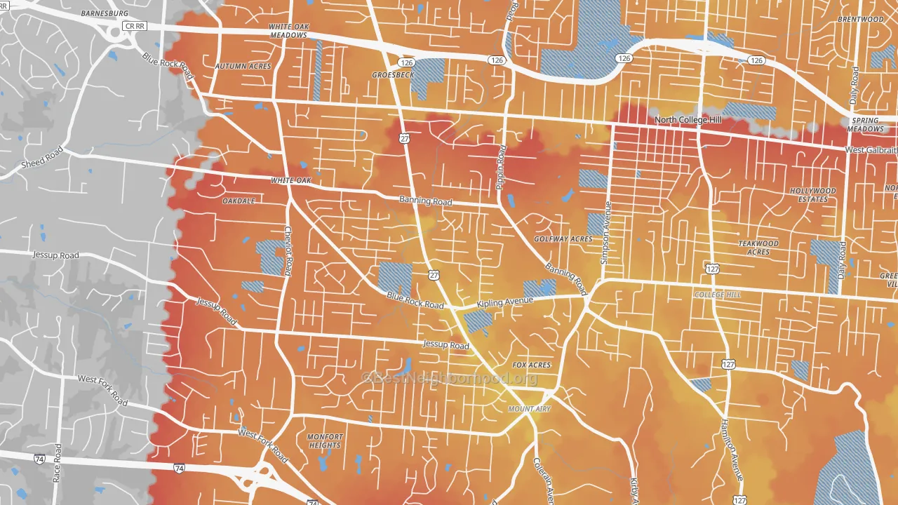 Transit Grade map of 45239, OH