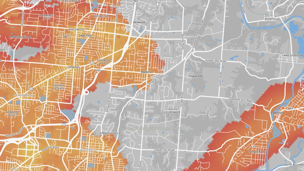 Transit Grade map of 45243, OH