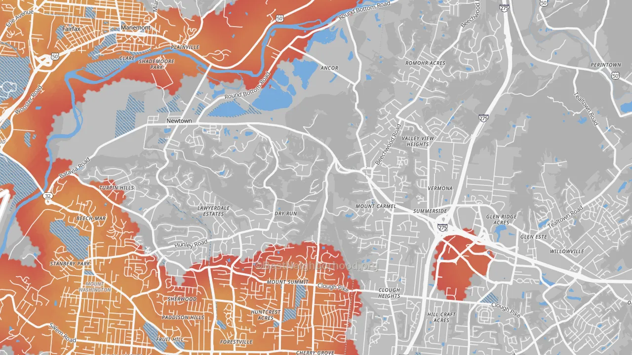 Transit Grade map of 45244, OH