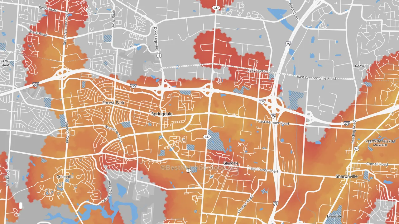 Transit Grade map of 45246, OH
