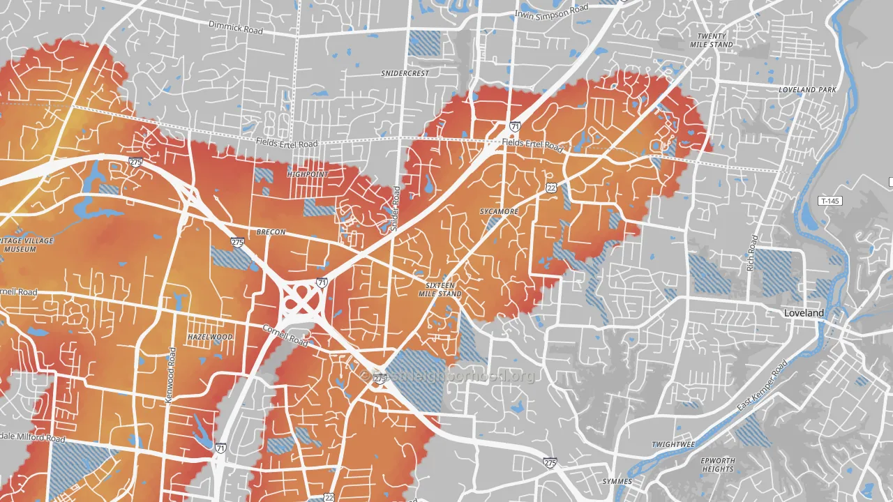 Transit Grade map of 45249, OH