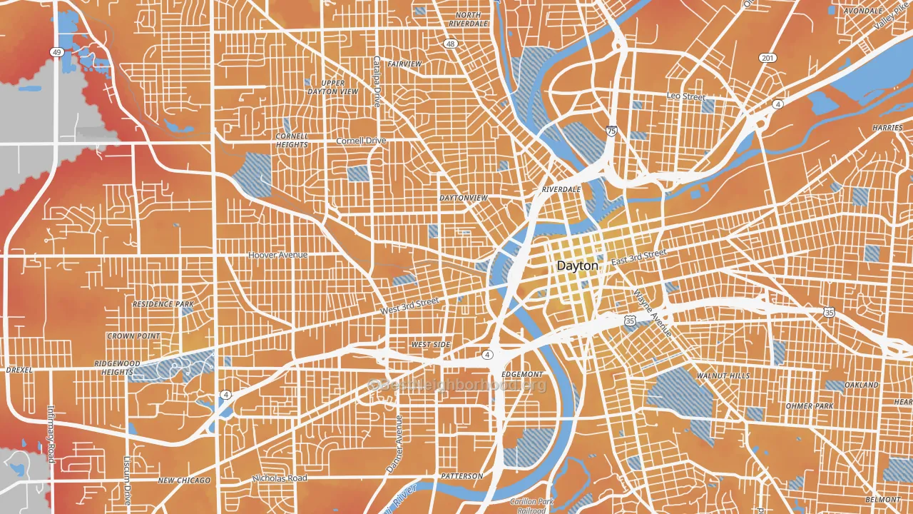 Transit Grade map of 45402, OH