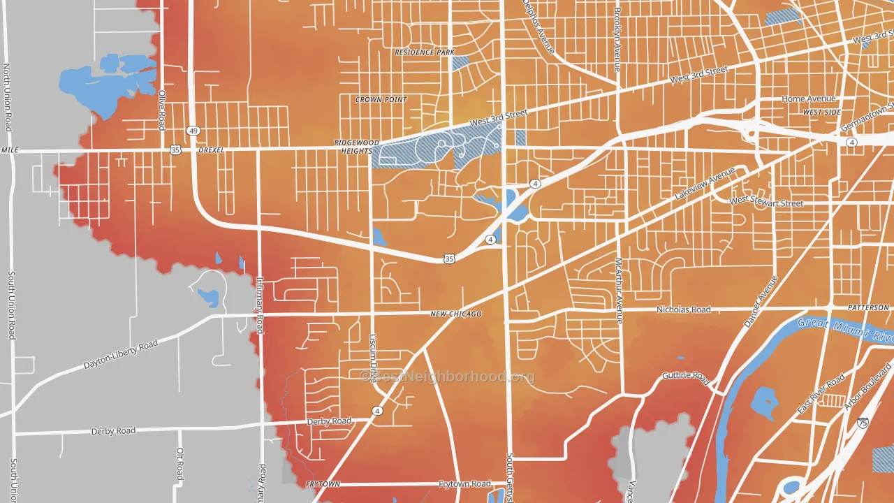 Transit Grade map of 45428, OH