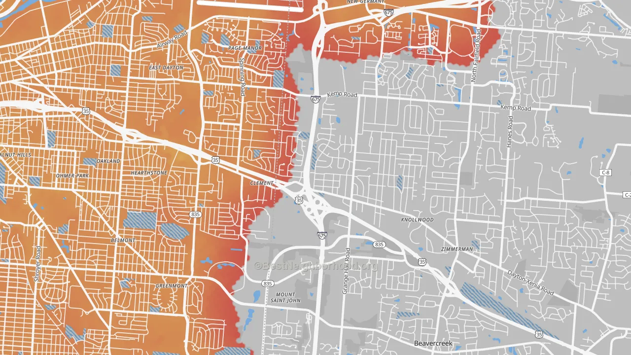 Transit Grade map of 45432, OH