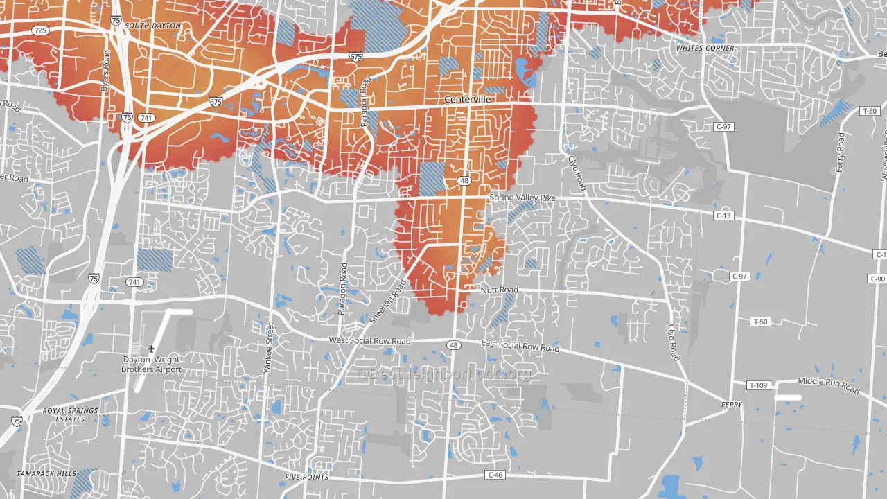 Transit Grade map of 45458, OH