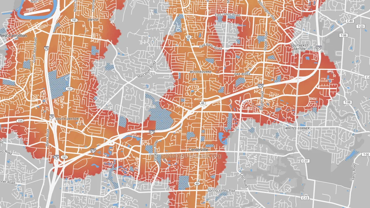 Transit Grade map of 45459, OH