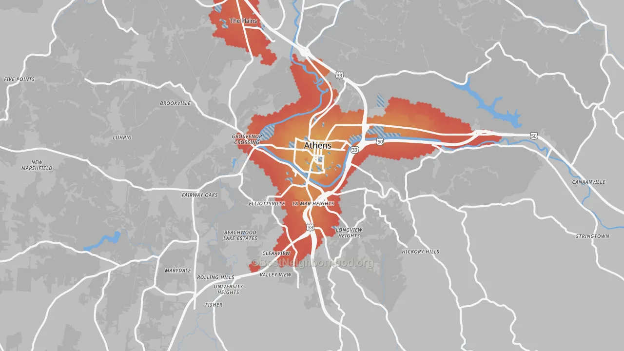 Transit Grade map of 45701, OH