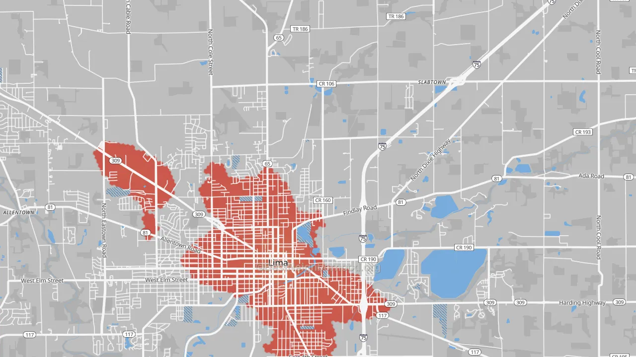Transit Grade map of 45801, OH
