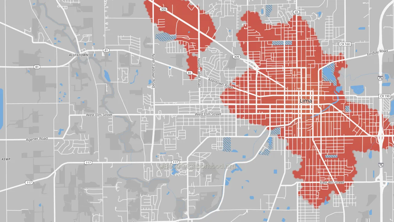 Transit Grade map of 45805, OH