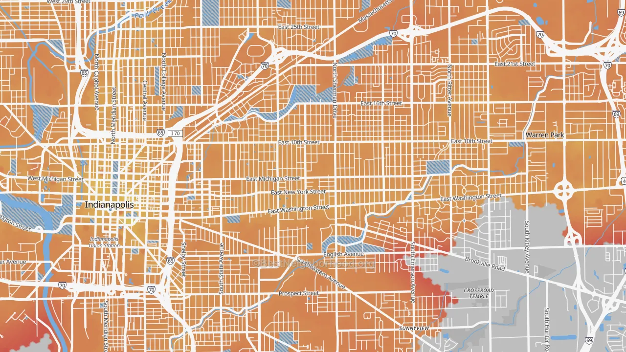 Transit Grade map of 46201, IN
