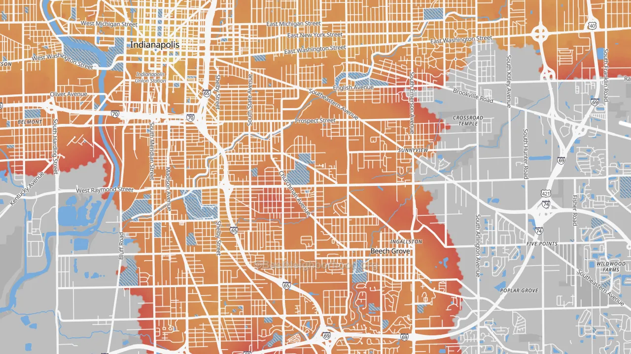 Transit Grade map of 46203, IN