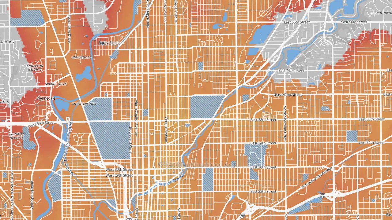 Transit Grade map of 46205, IN