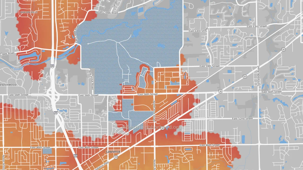 Transit Grade map of 46216, IN
