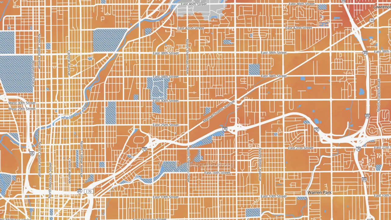 Transit Grade map of 46218, IN