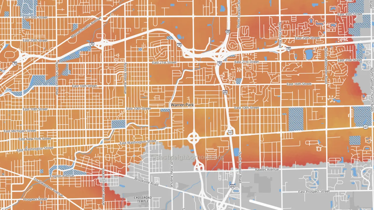 Transit Grade map of 46219, IN