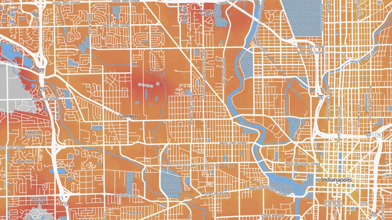 Transit Grade map of 46222, IN