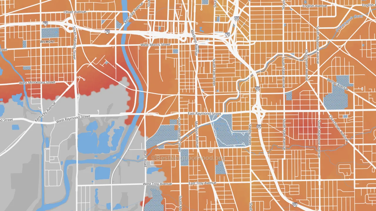 Transit Grade map of 46225, IN