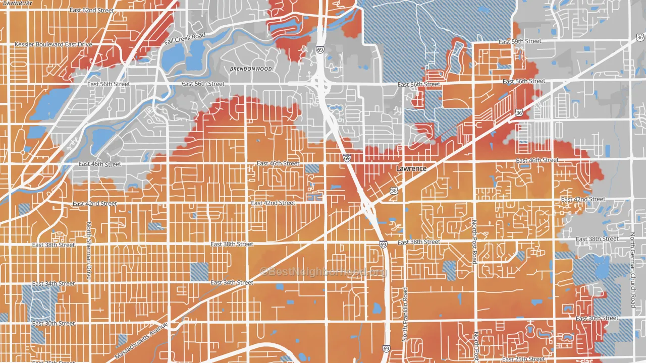 Transit Grade map of 46226, IN