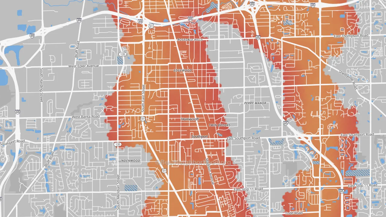 Transit Grade map of 46227, IN