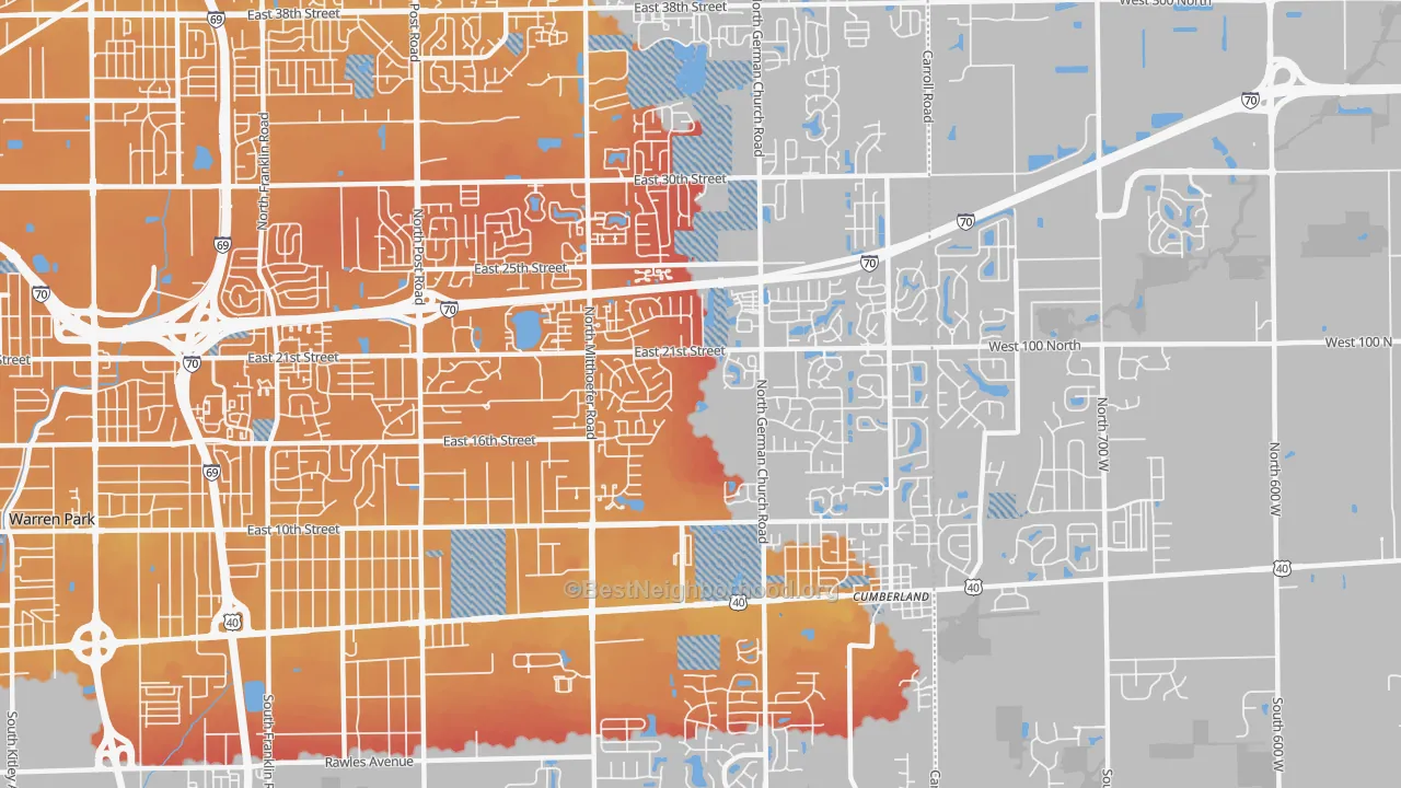 Transit Grade map of 46229, IN
