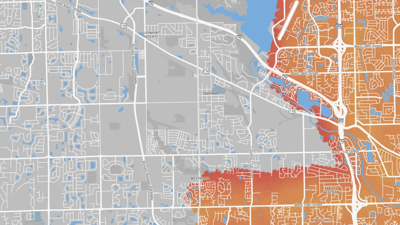 Transit Grade map of 46234, IN