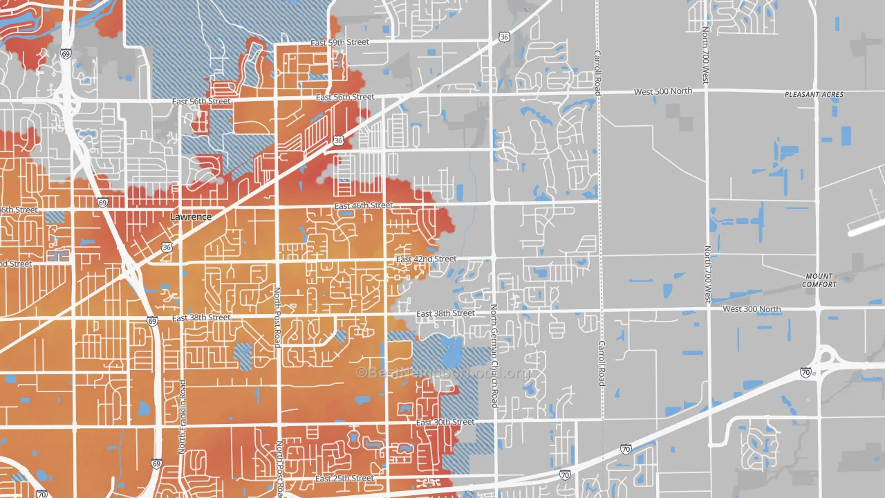 Transit Grade map of 46235, IN