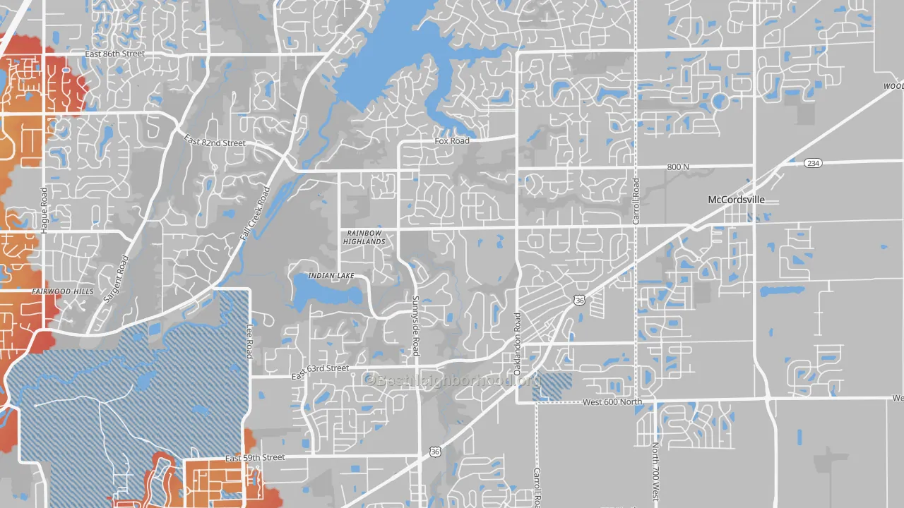 Transit Grade map of 46236, IN