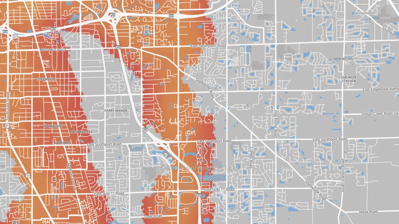 Transit Grade map of 46237, IN