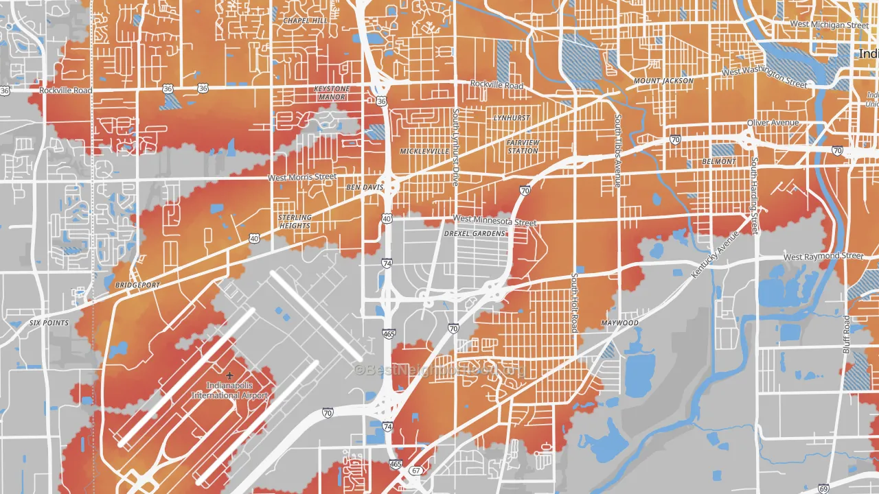 Transit Grade map of 46241, IN