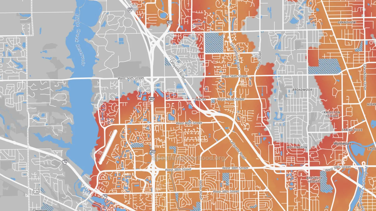 Transit Grade map of 46254, IN