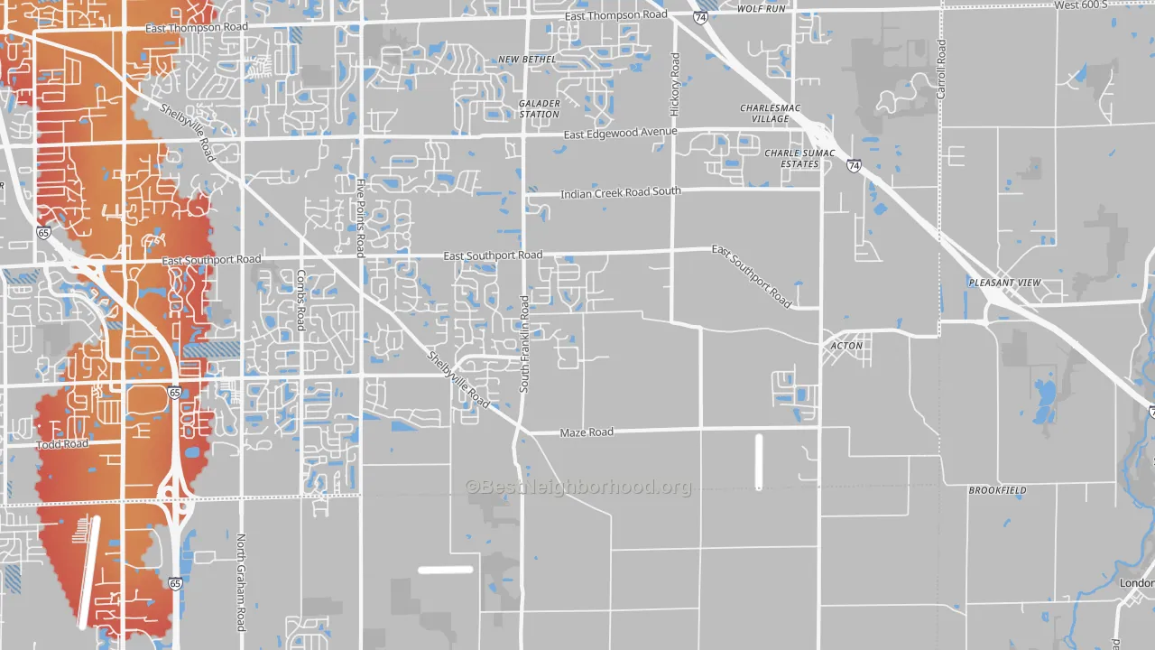 Transit Grade map of 46259, IN