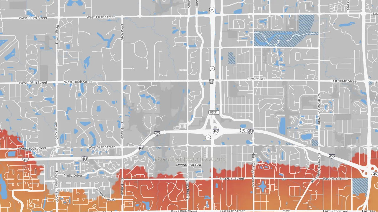Transit Grade map of 46290, IN