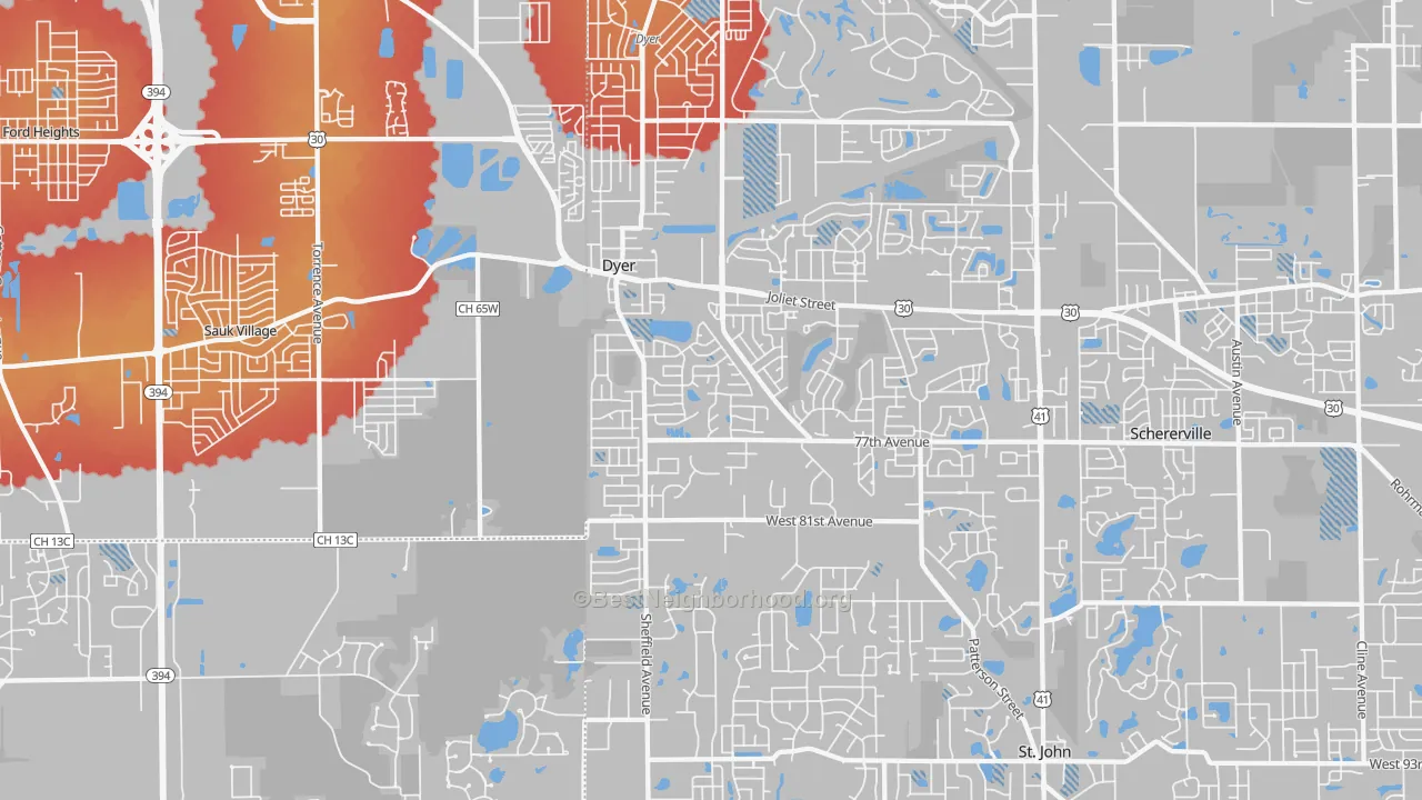Transit Grade map of 46311, IN