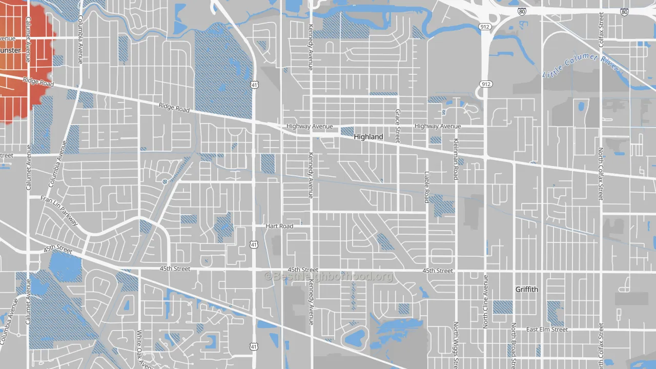Transit Grade map of 46322, IN