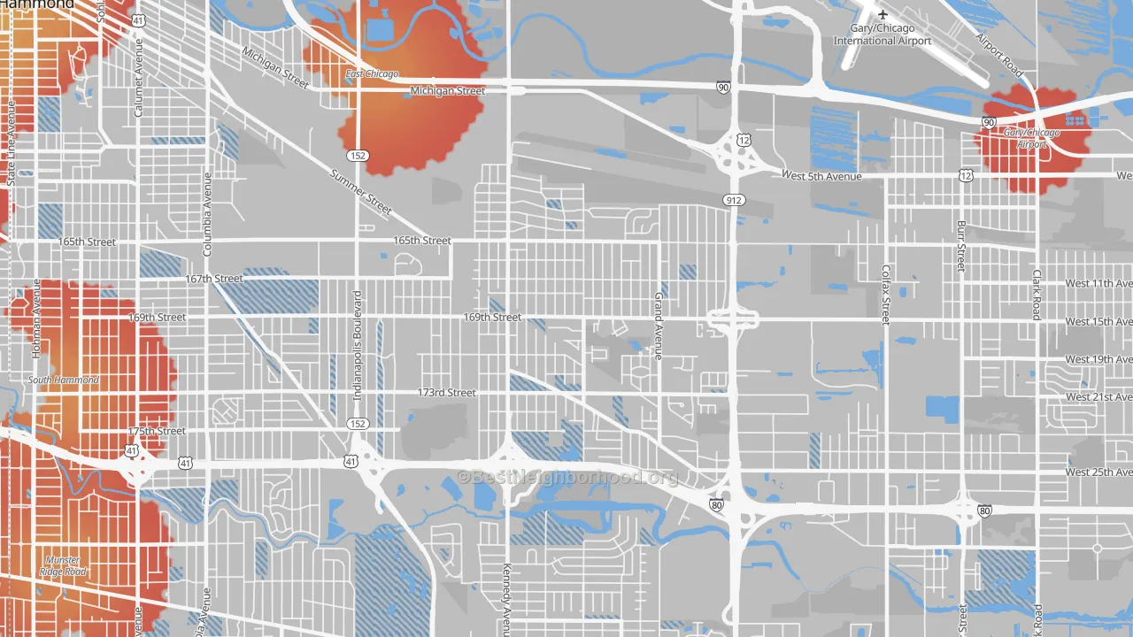 Transit Grade map of 46323, IN
